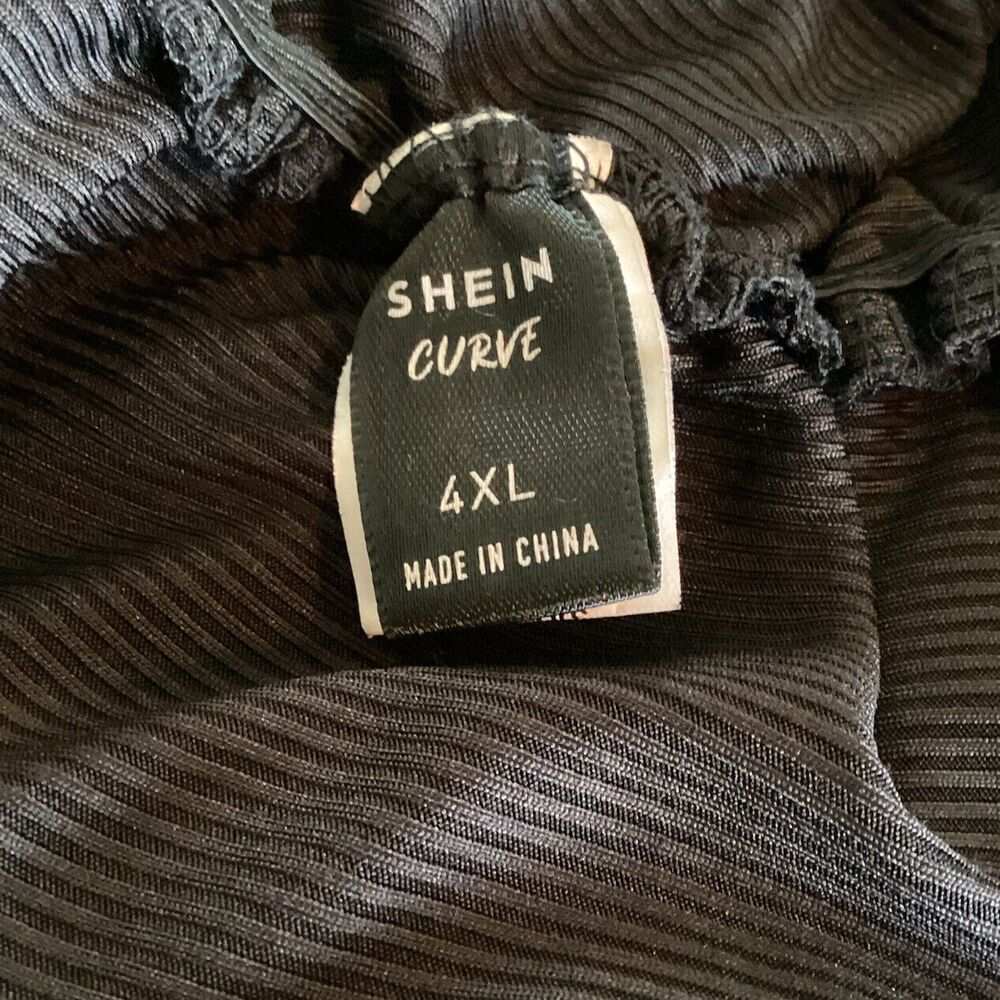 SHEIN Curve Black RibbedTank Top With Cinched Tie Side Crew Neck Plus Size 4XL - Picture 7 of 7